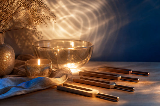Diapasons et fréquences Solfeggio dans une ambiance méditative